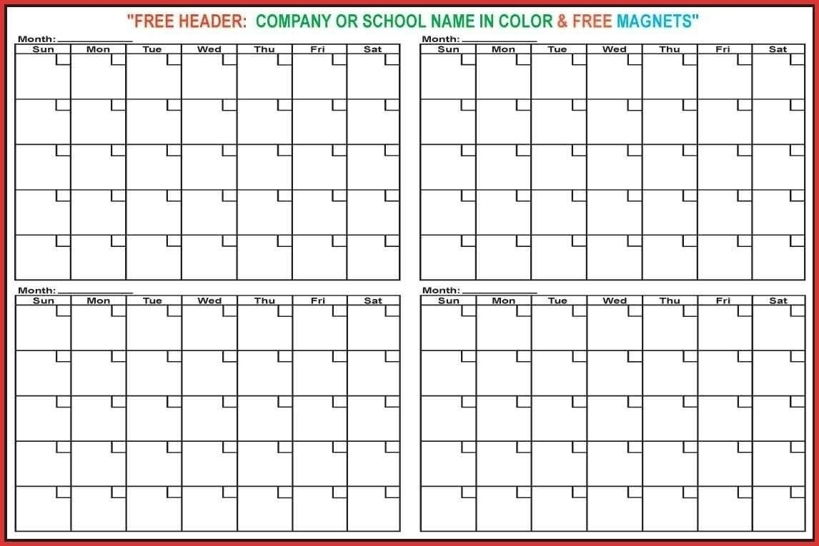 Extraordinary Blank Calendar 4 Months Per Page In 2020  Four Month Calendar Template