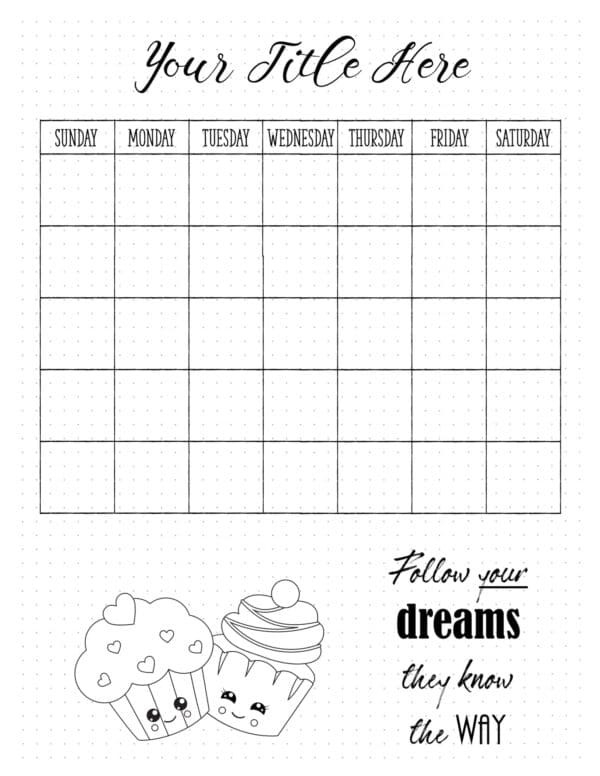 Free Blank Calendar Templates | Word, Excel, Pdf For Any Month  Free Printable Blank Calendars To Fill In For Bullet Journal