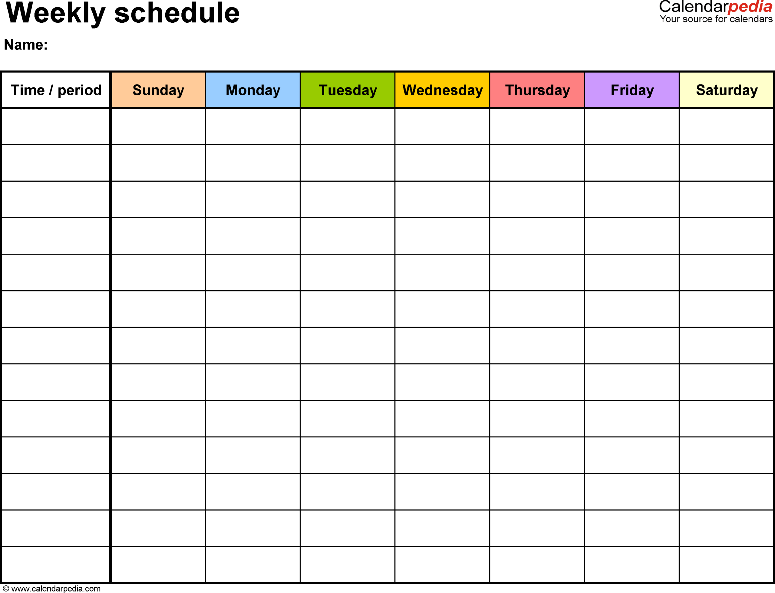 Free Printable 7 Day Weekly Calendar | Calendar Printables  Printable Day And Time Calendars