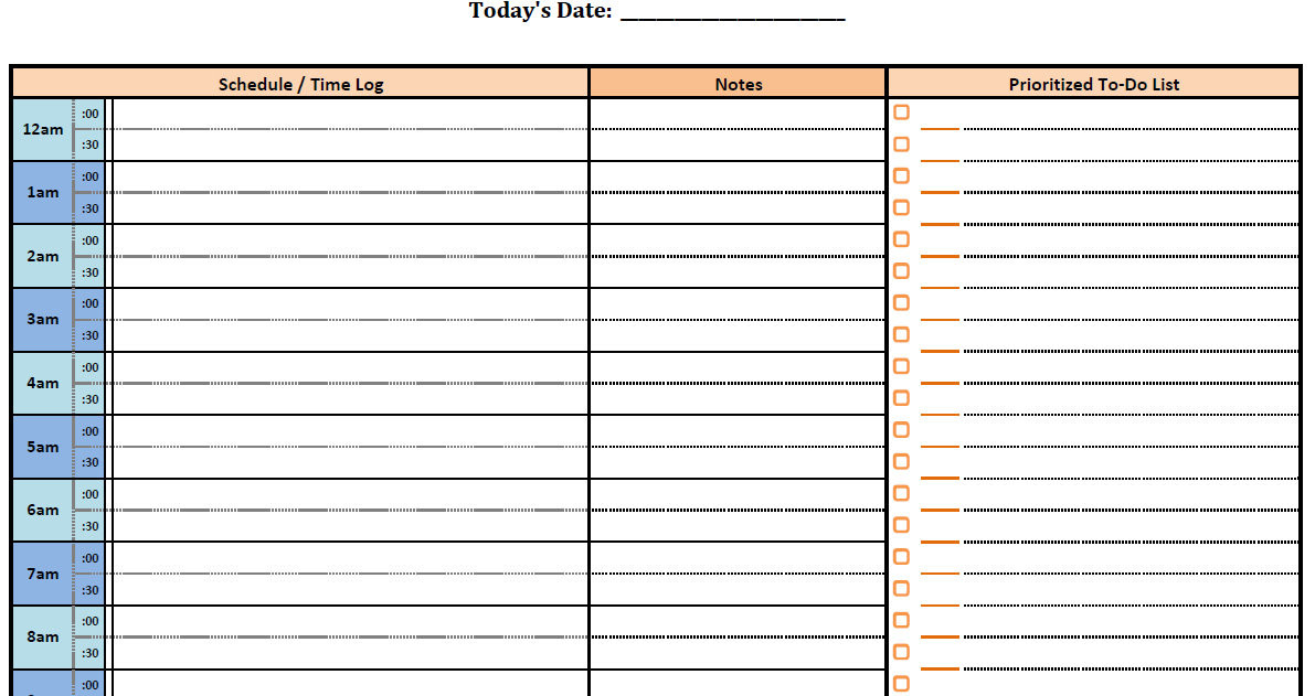 Free Printable Daily Blank Pdf Planner  Blank Daily Schedule