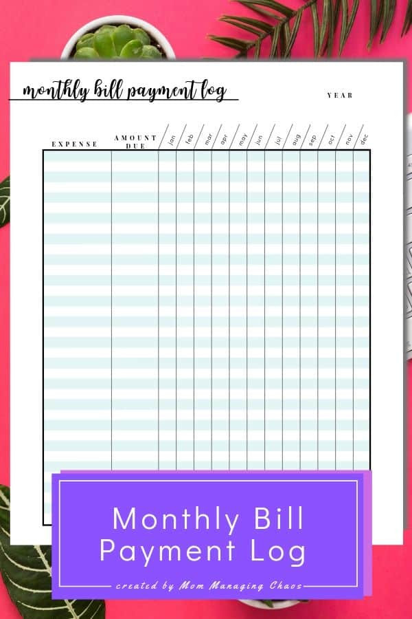 Free Printable Monthly Bill Payment Log | A Bills To Pay  Pay Bills Calendar