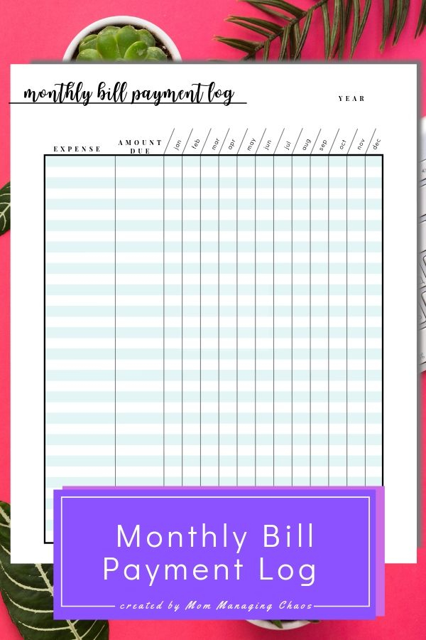 Free Printable Monthly Bill Payment Log | Budgeting  Monthly Bill Payment Sheet