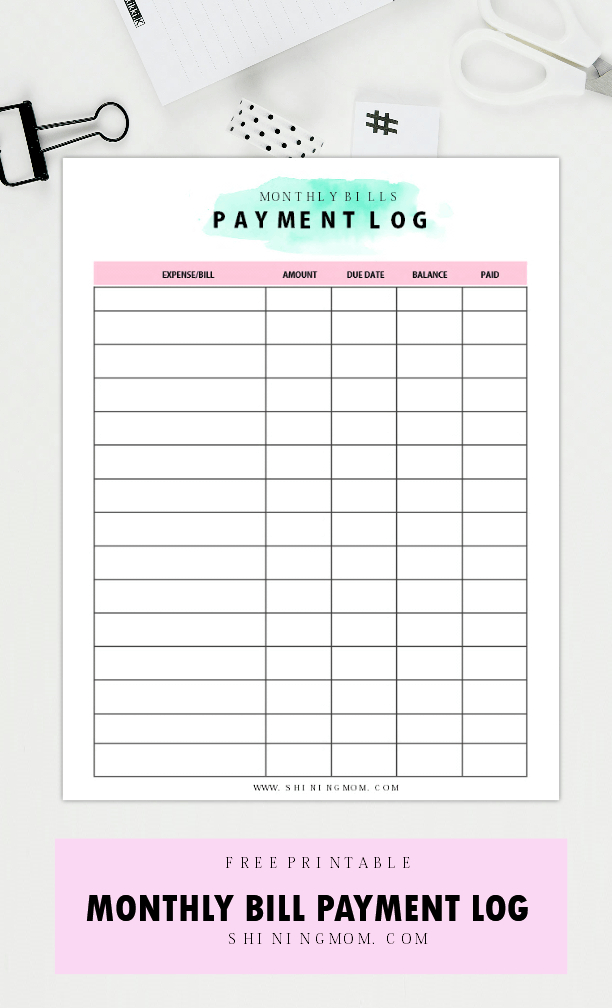 Free Printable Monthly Bills Organizer | Bill Payment  Monthly Bills Spreadsheet Free Printable