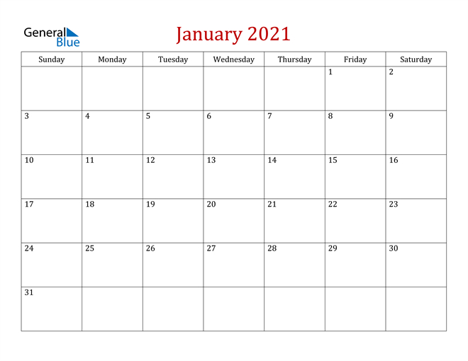 January 2021 Calendar - Pdf Word Excel  Word January 2021 Template