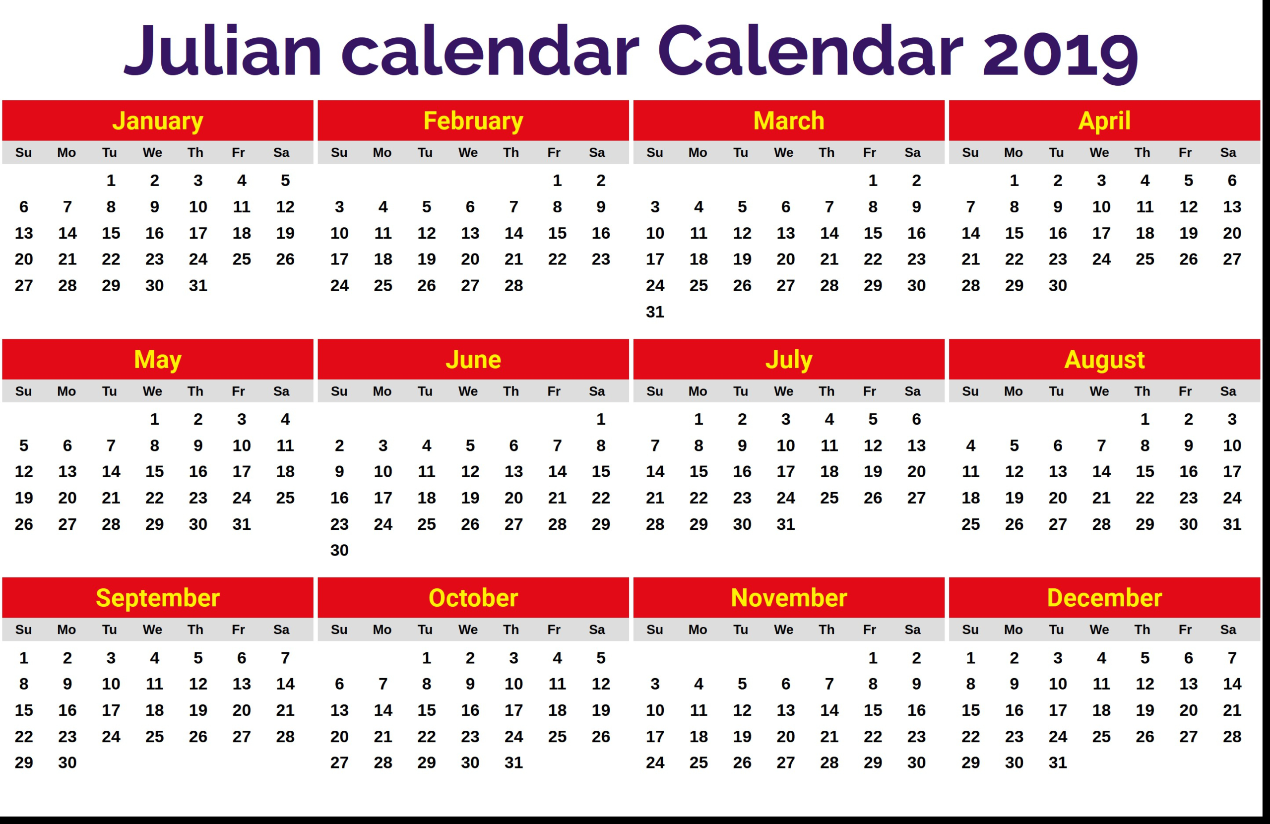 Julian Date 2020 | Calendar Template Printable Monthly Yearly  Julian Calendar Days