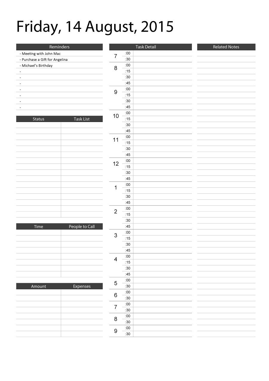 Large Blank Editable Spider Plan Template - Calendar  Printable Editable Daily Schedule Template