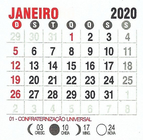 Mini Calendário 2020 Bloco 100 Un Para Imã Personalizado  Calendario Por Mes2021