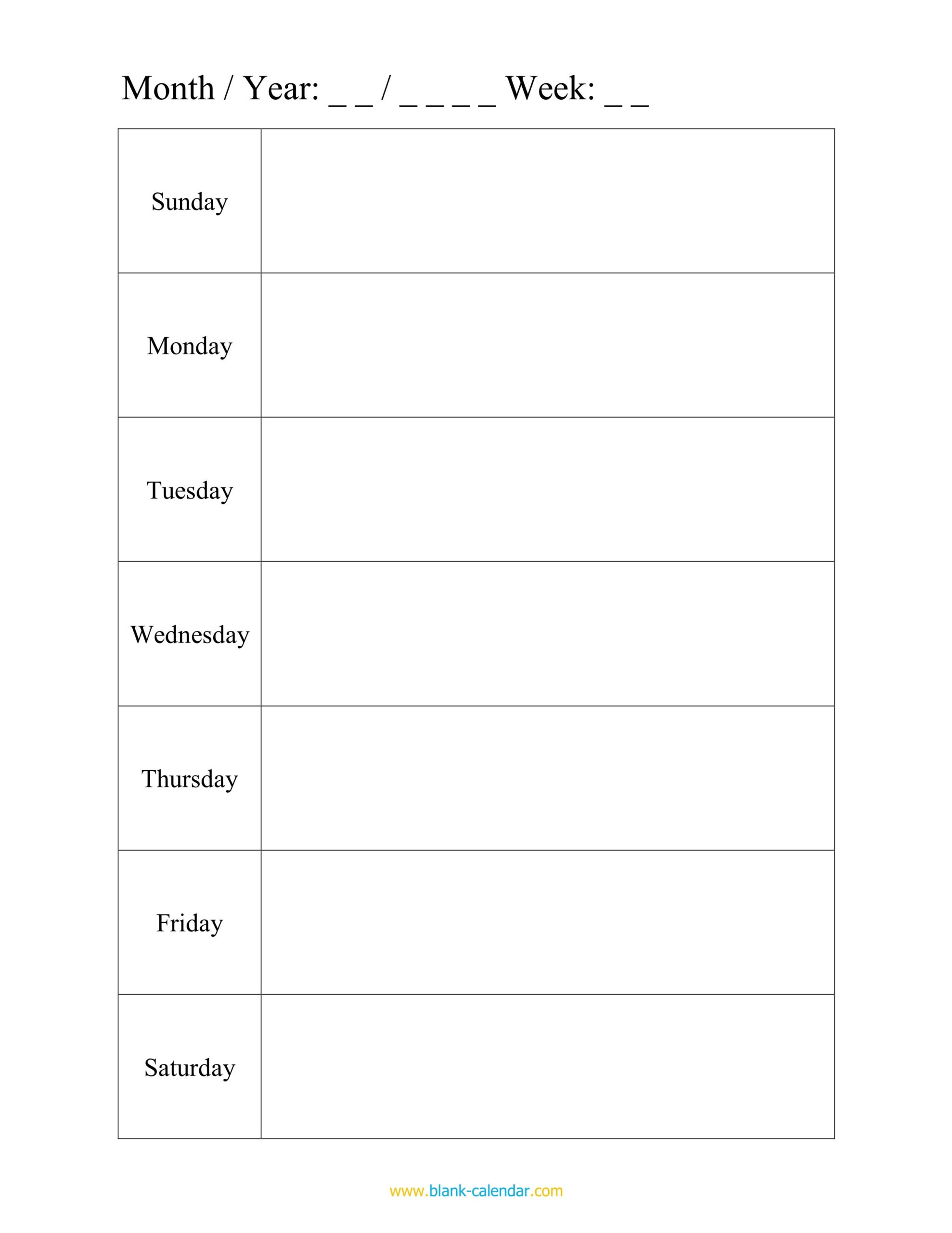 Monday Through Friday Planning Template | Calendar  Weekly Planner Printable Monday Through Friday