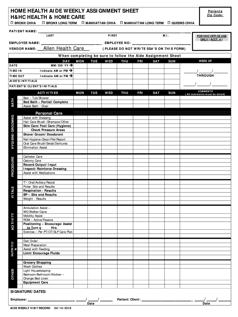 Printable Cna Daily Assignment Sheets - Fill Online  Blank  Assignment Sheet