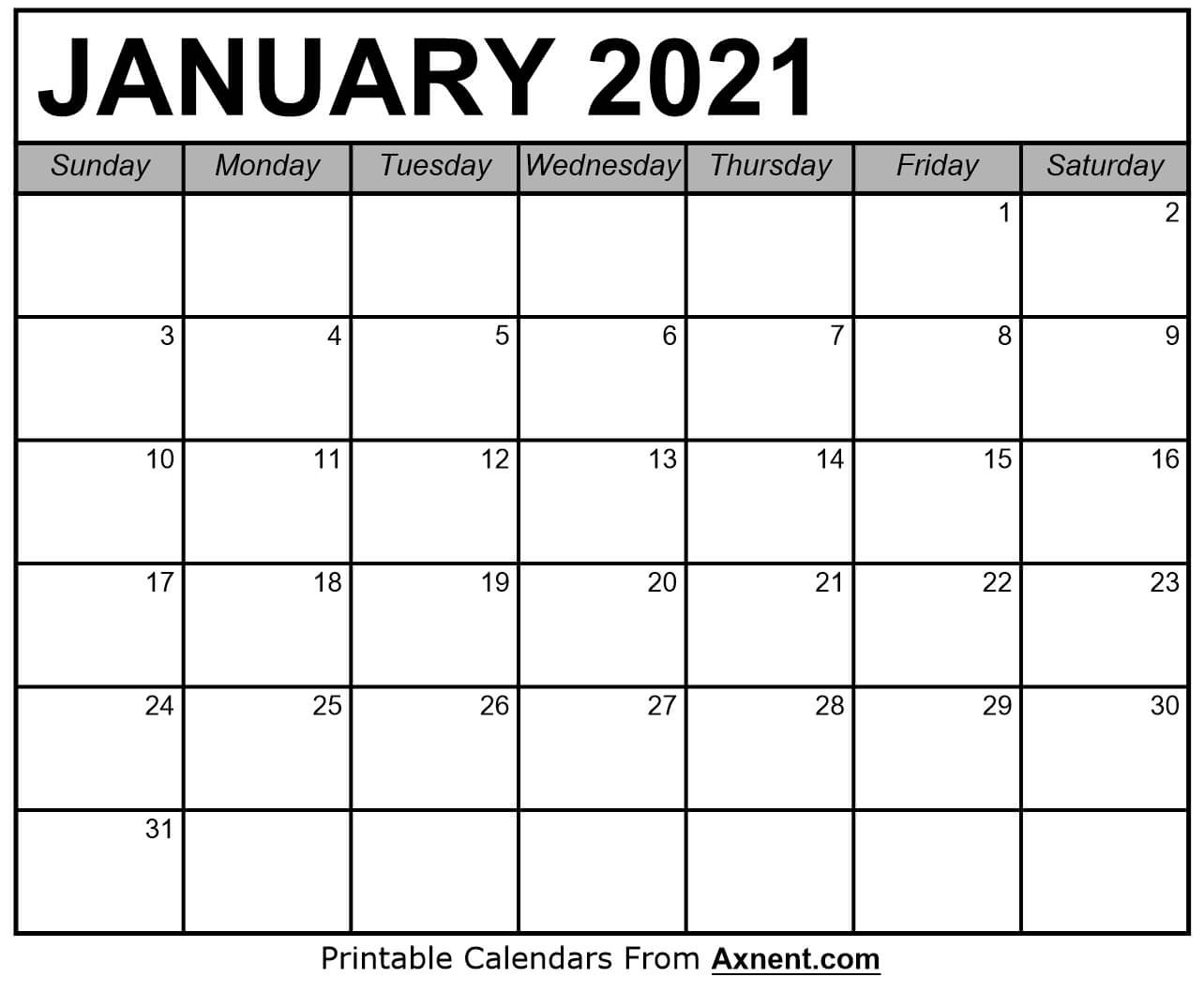 Printable January 2021 Calendar Template - Time Management  Word January 2021 Template