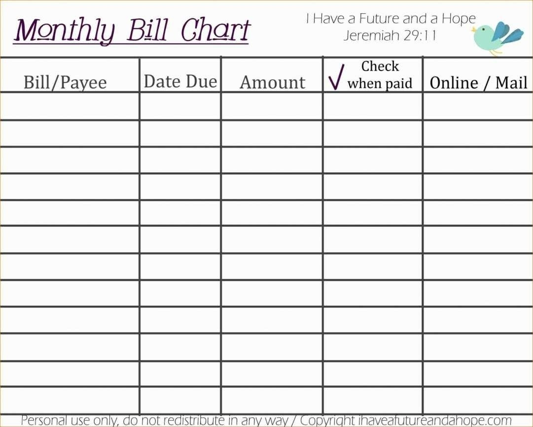 Printable Monthly Bill Payment Worksheet - Calendar  Free Bill Pay Worksheet