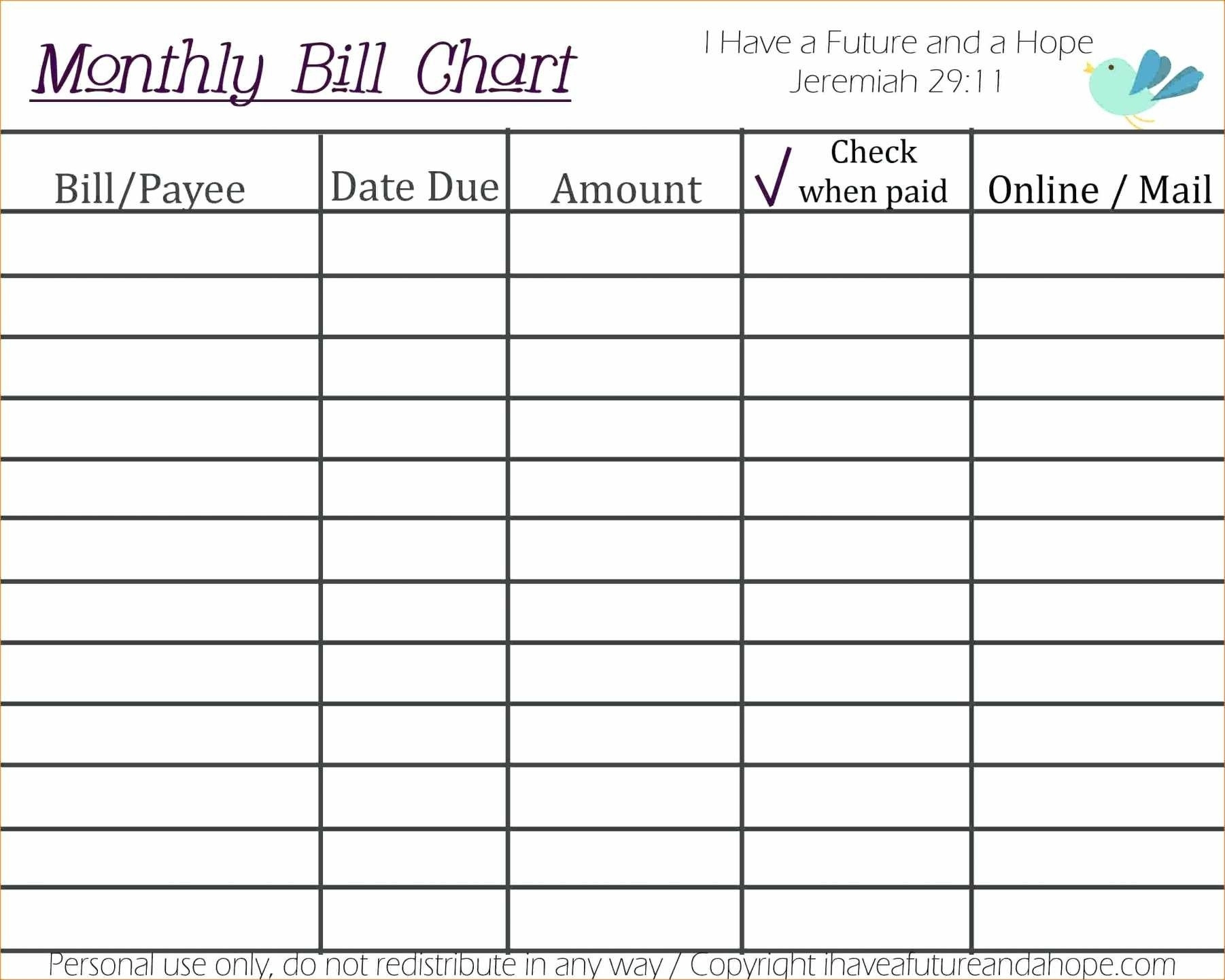 Printable Monthly Bill Payment Worksheet - Template  Bill Payment Worksheet
