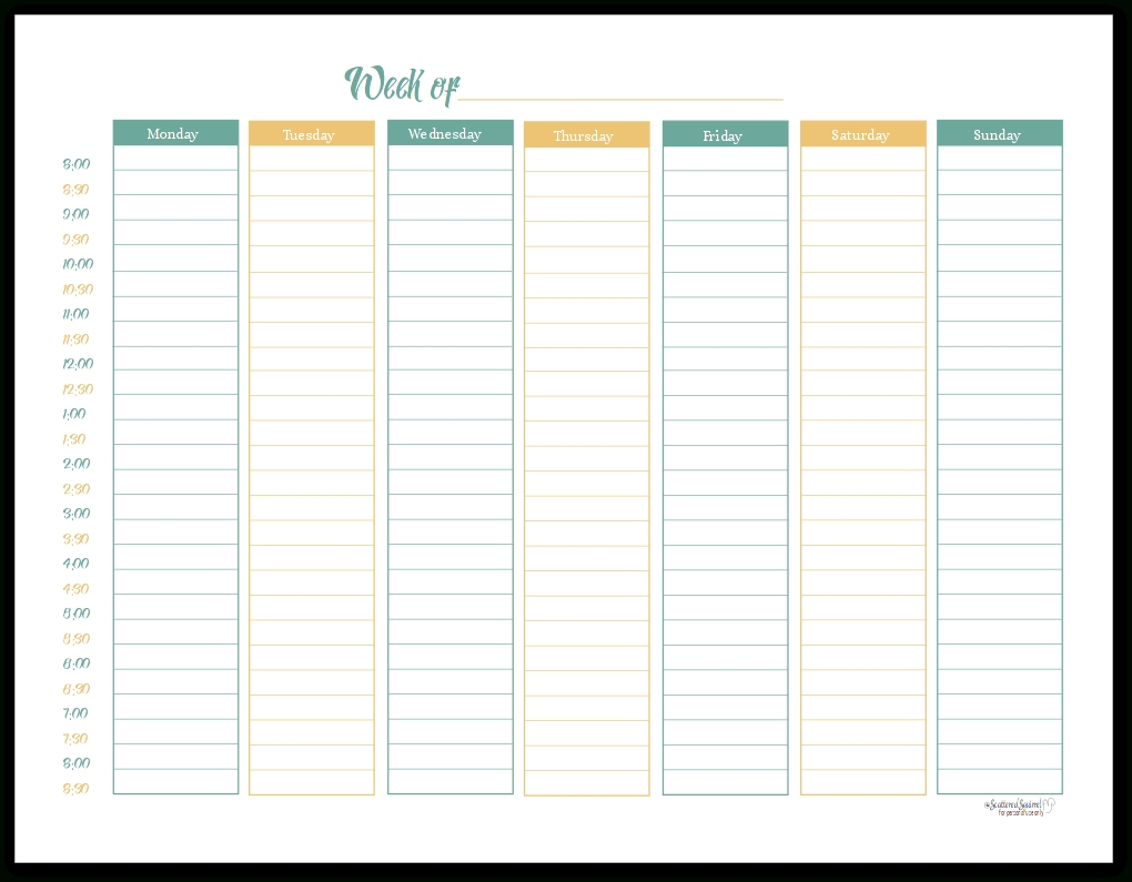 Printable Weekly Planner With Time Slots - Calendar  Printable Weekly Calendar With Time Slots
