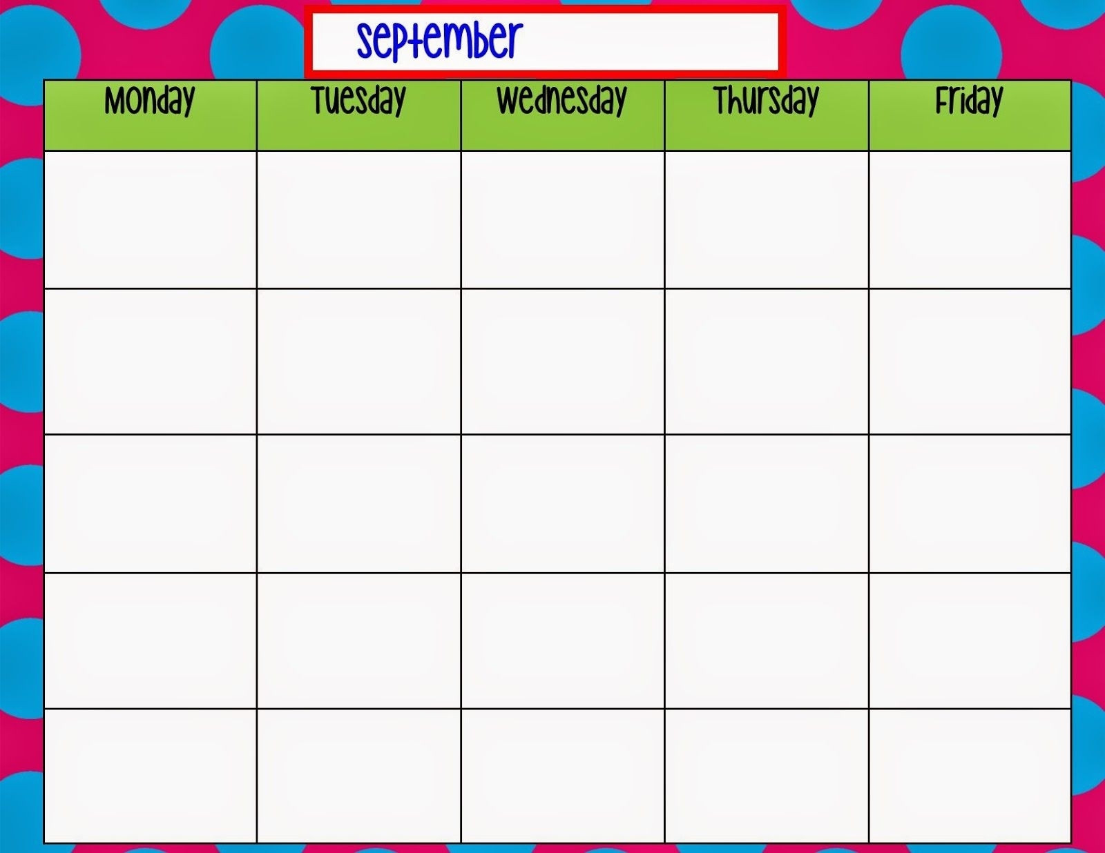 Printable Weekly Schedule Monday Through Friday - Calendar  Free Monday Through Friday Calendar Templates