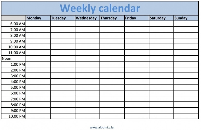 Printable Weekly Schedule With Time Slots | Printable  Printable Weekly Calendar With Time Slots