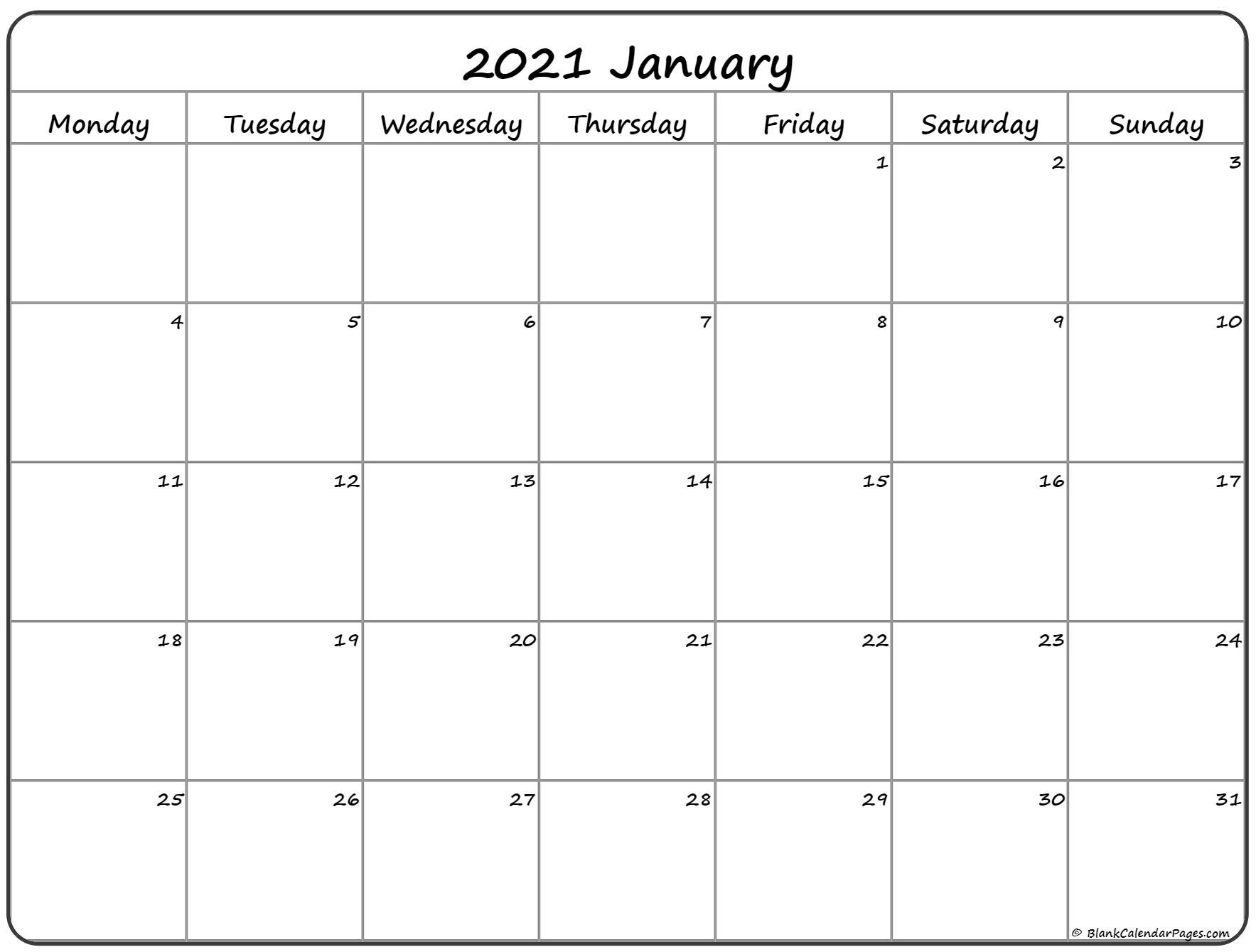 Sunday To Saturday Monthly Calendar 2021 | Calendar  Monday Through Sunday Calendar 2021