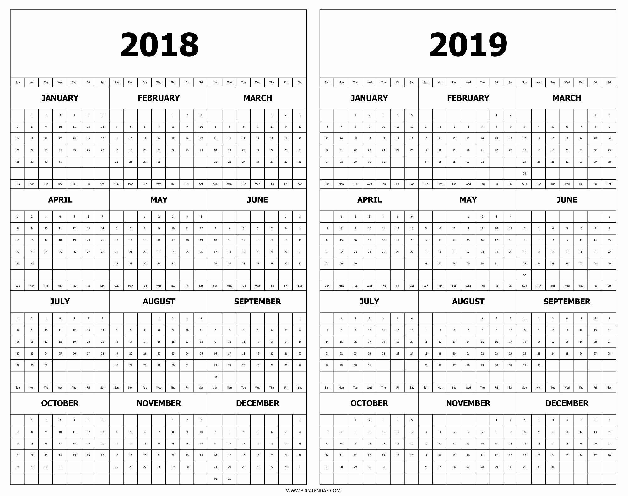 2 Year Calendar On One Page | Ten Free Printable Calendar 2020-2021  Two Page Year Planner