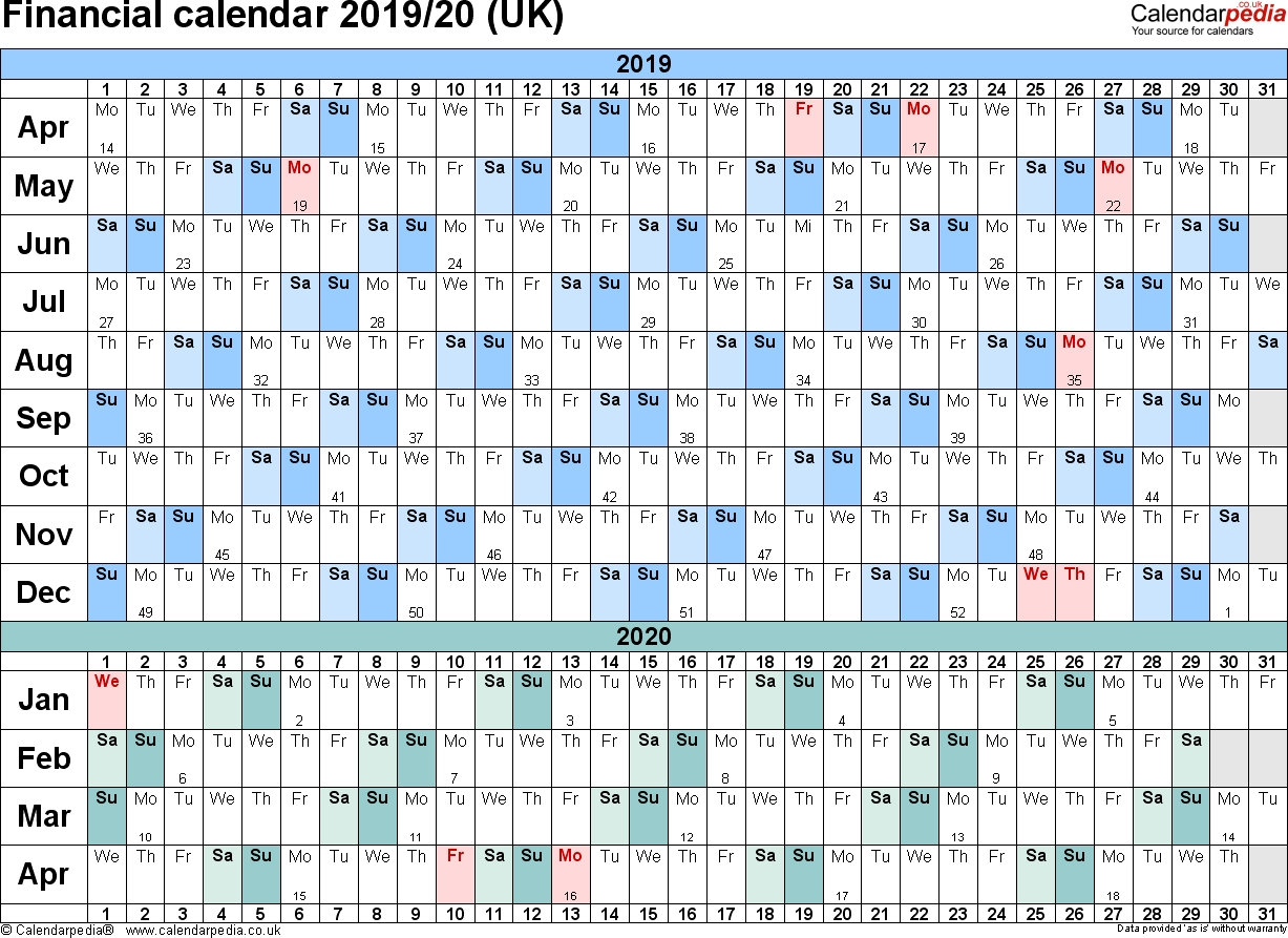 2019-2020 Calendar Financial Week Numbers - Calendar  2021 Tax Week Numbers