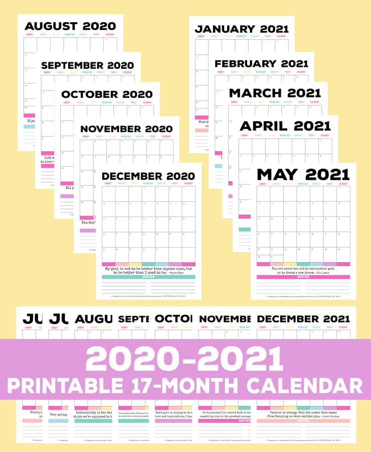 2020 - 2021 Free Printable Monthly Calendar - Happiness Is  Small December 2021 Calendar Printable