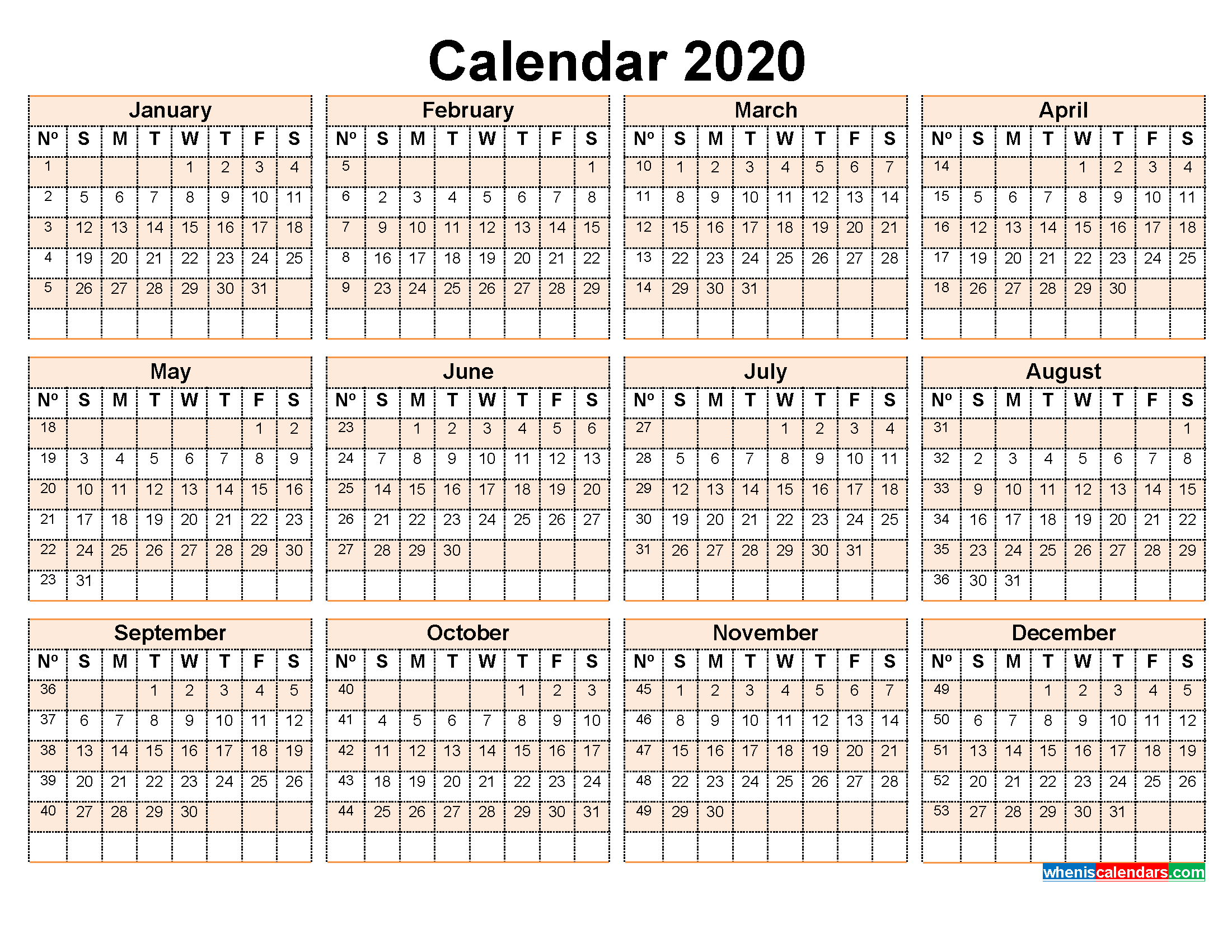 2020 Calendar With Week Numbers Printable Word, Pdf  Calendar By Week Number Pdf