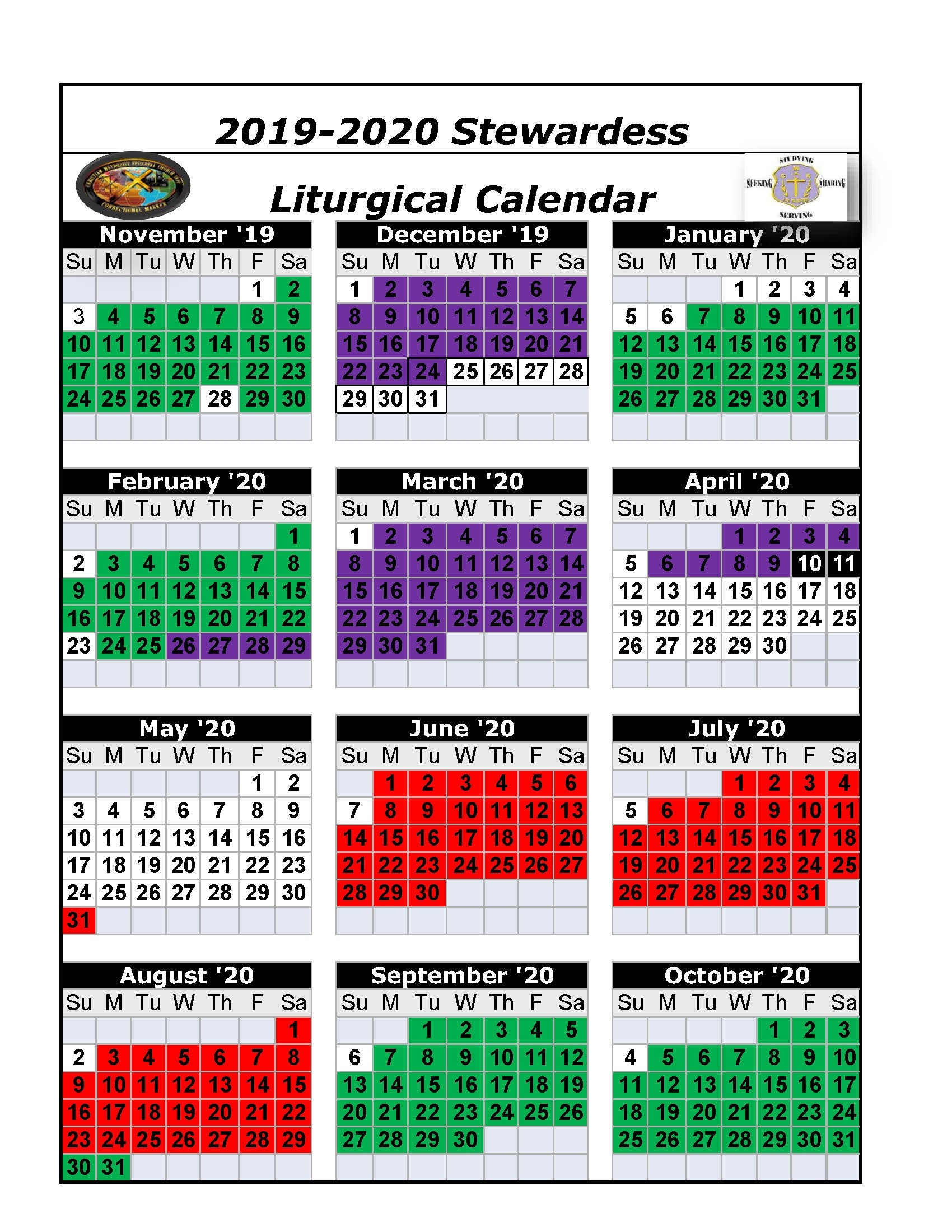 2020 United Methodist Liturgical Calendar - Template  Lectionary Umc