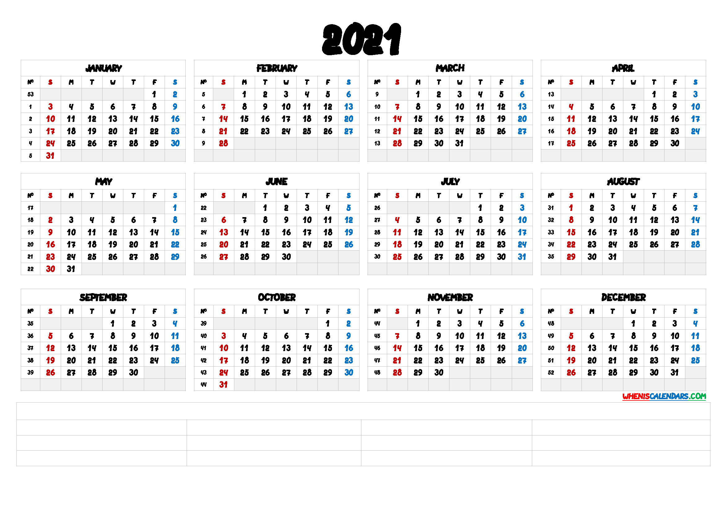 2021 12 Month Calendar Printable [Premium Templates  2021 Free 12 Month Printable Monthly Calendar