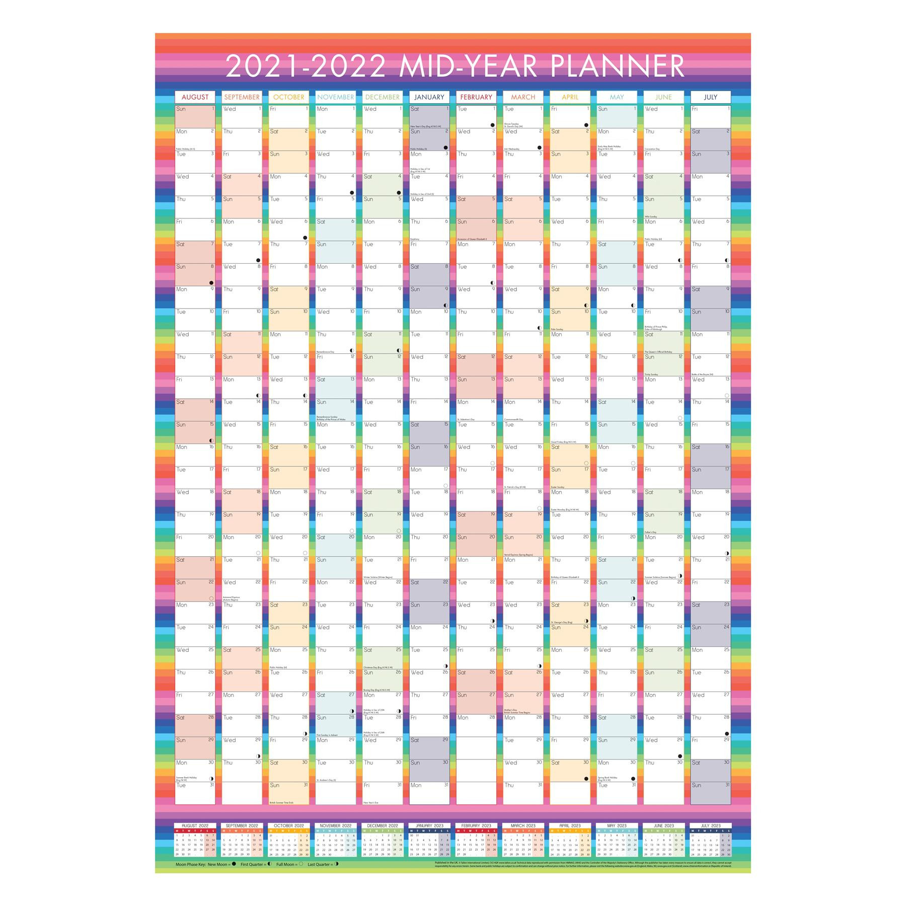 2021 2022 Large Academic Mid Year Wall Planner Calendar A1  2021 Daily Wall Calendar Free