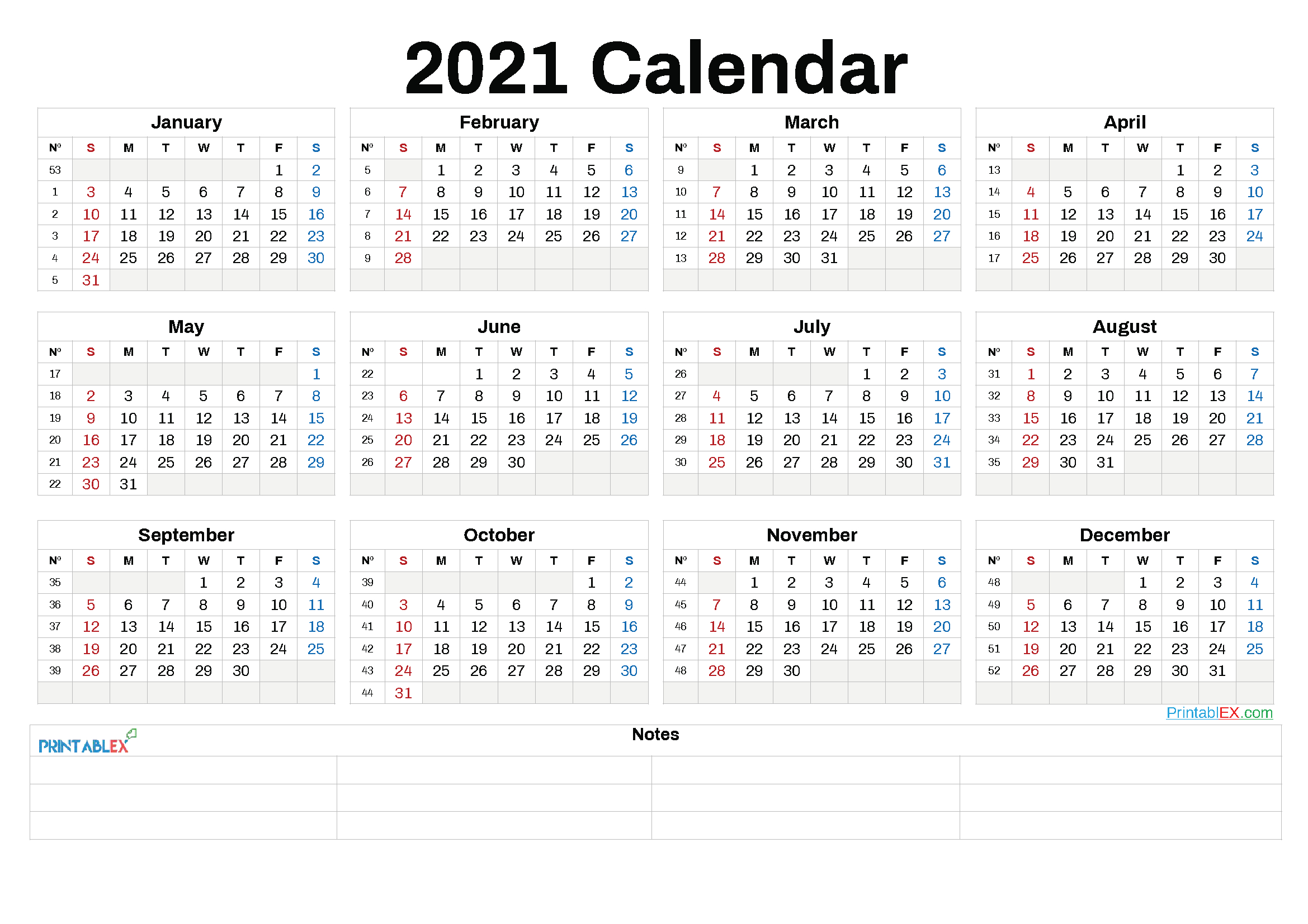 2021 Annual Calendar Printable | 2021 Printable Calendars  Full 2021 Printable Calendar