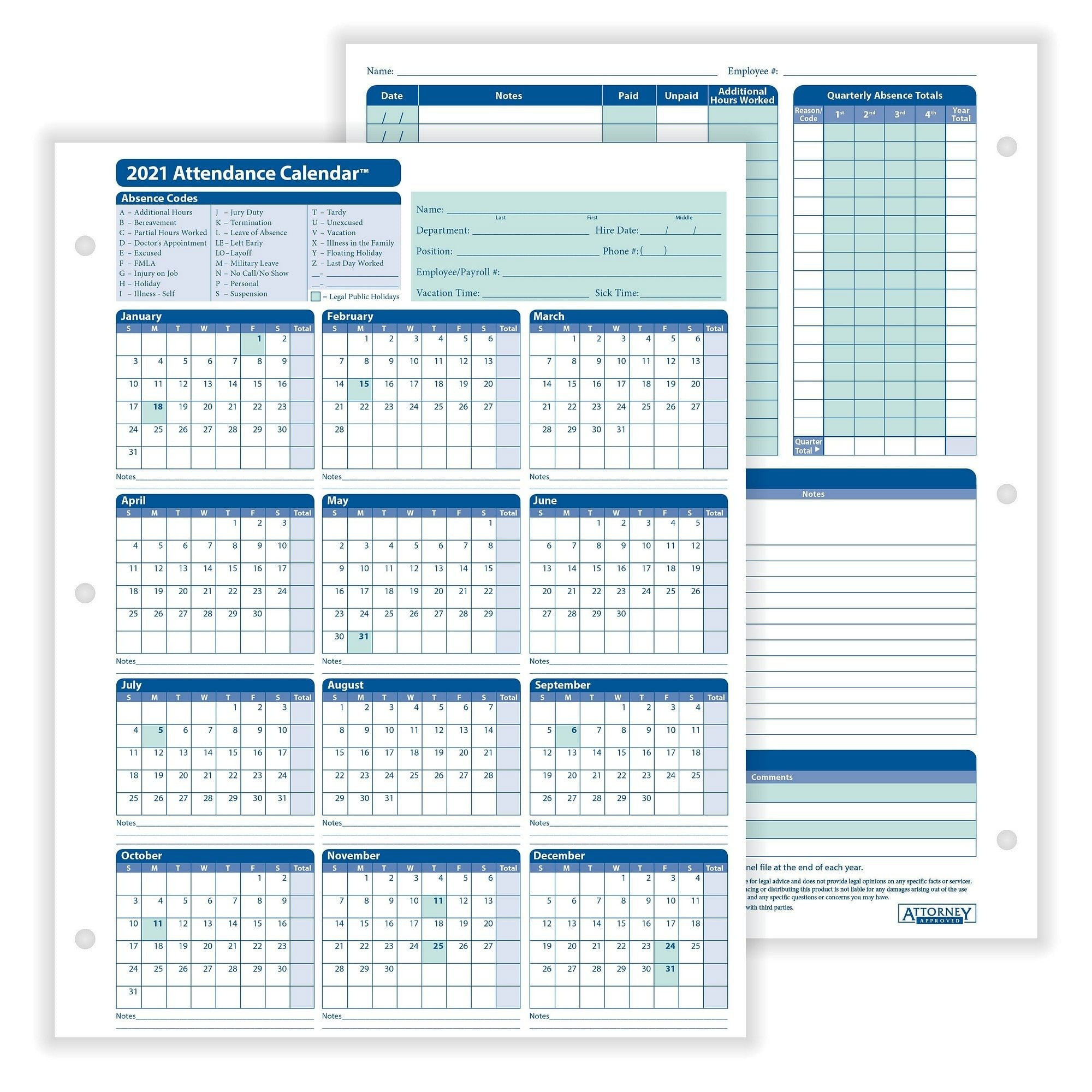 2021 Attendance Calendar - Template Calendar Design  Employee Attendance  Calendar Free Printable 2021