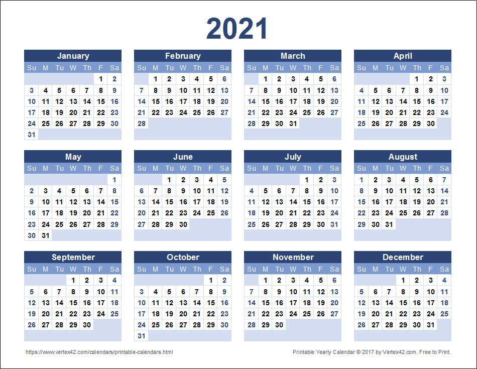 2021 Calendar Printable  Blank 2021 Calendar Printable Free