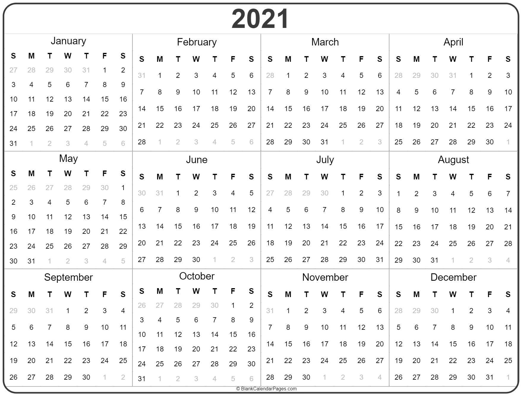 2021 Free Printable Calendars Without Downloading  Free Printable Calendar 2021 Without Download