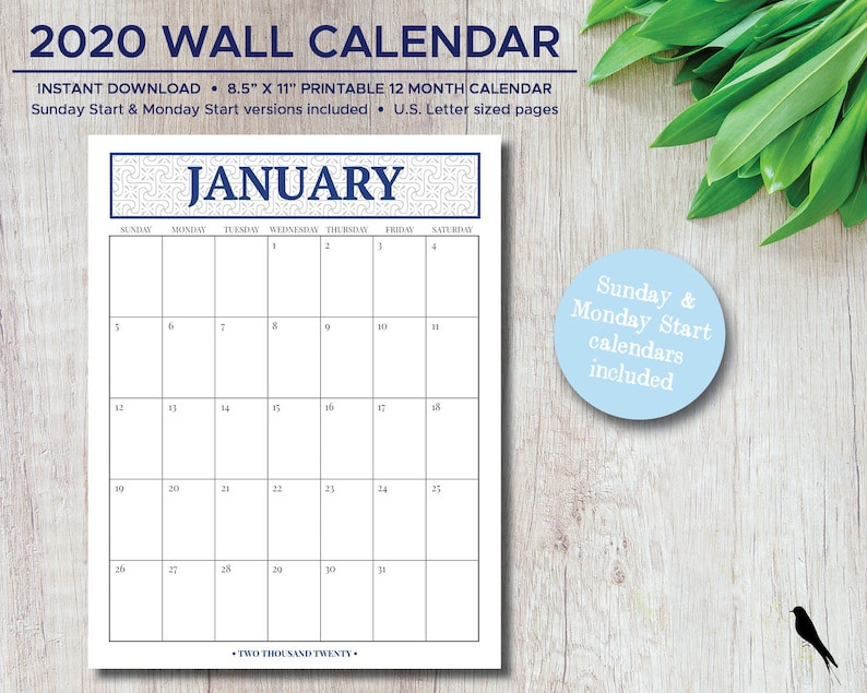 2021 Printable Monthly Wall Calendar With Large Grid For  2021 Daily Wall Calendar Free