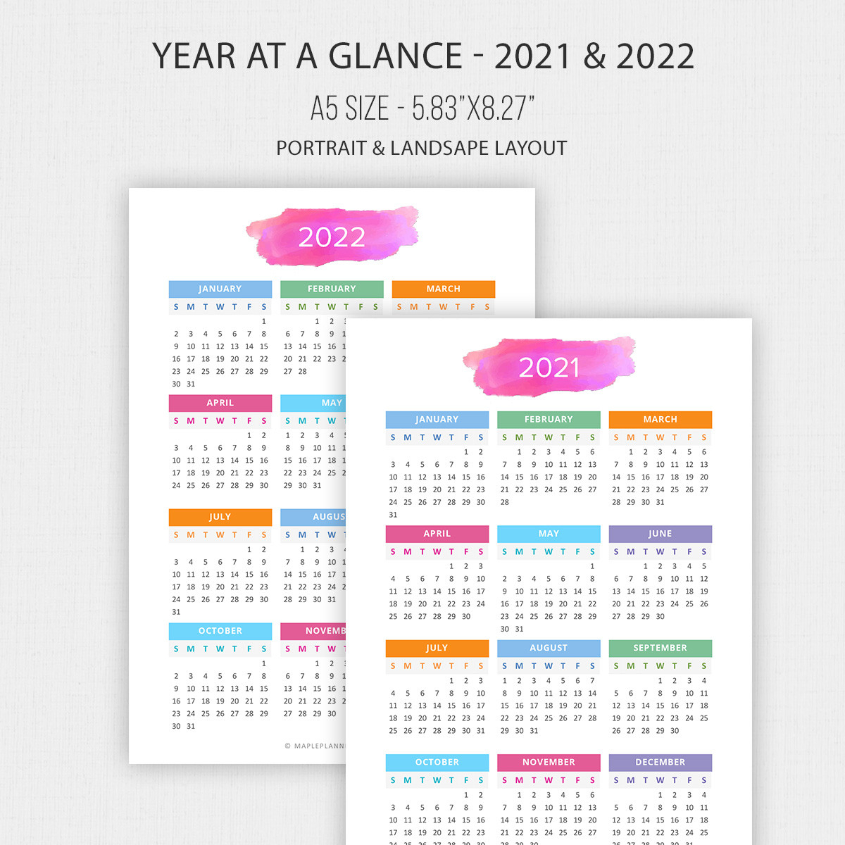 2021 Year At A Glance Calendar 2021 Free Printable  Year At A Glace 2021