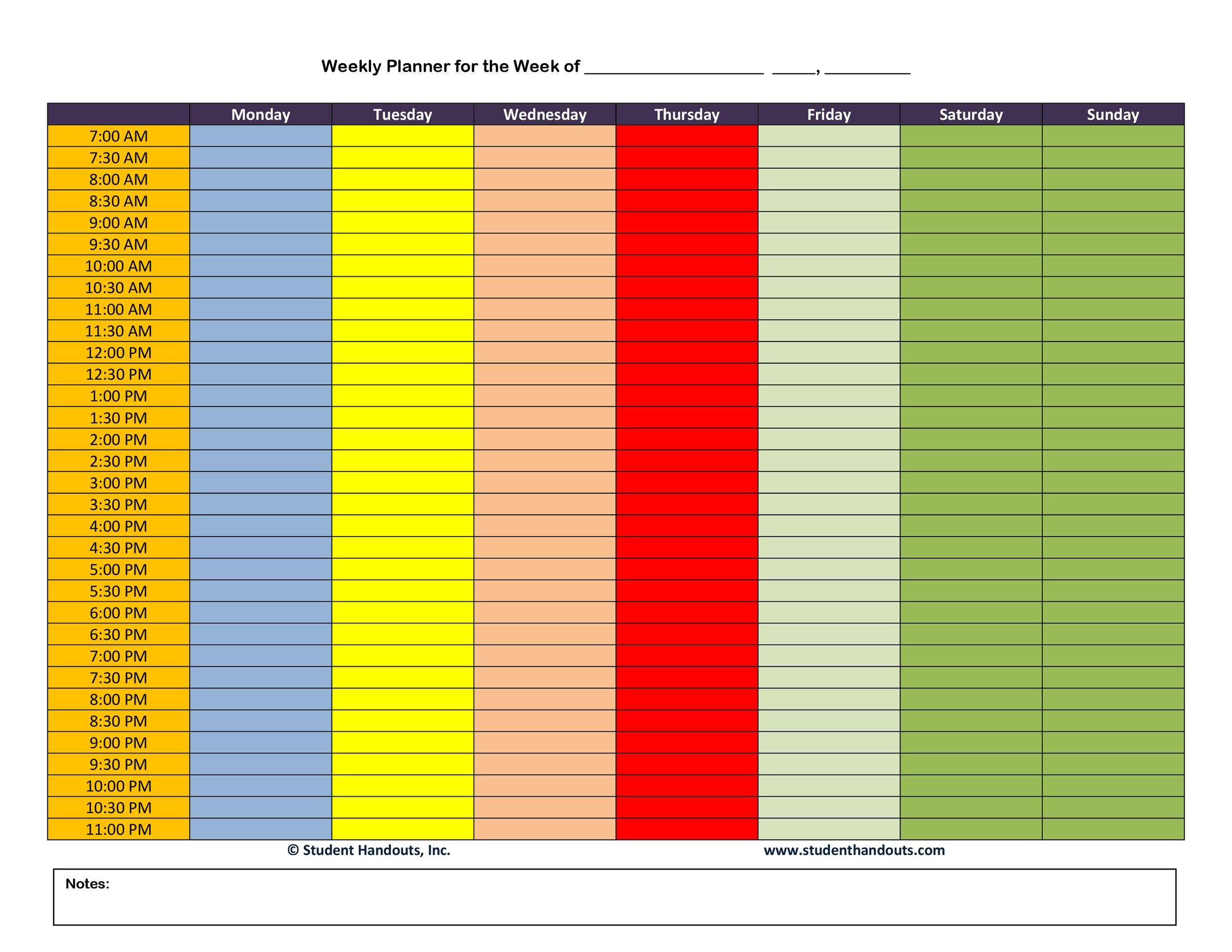 26 Blank Weekly Calendar Templates [Pdf, Excel, Word] ᐅ  7 Week Calendar Template