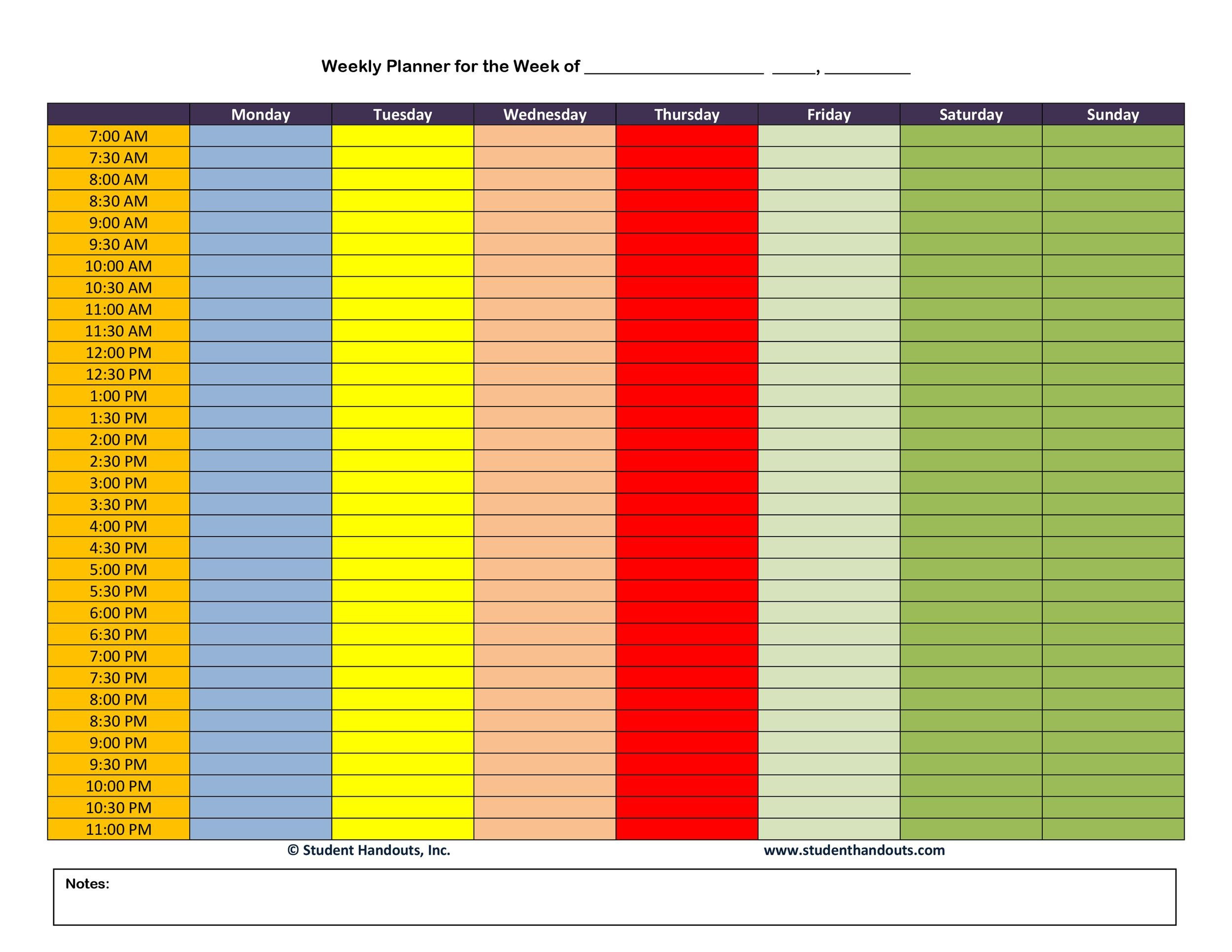 7 Week Calendar Template Template Calendar Design