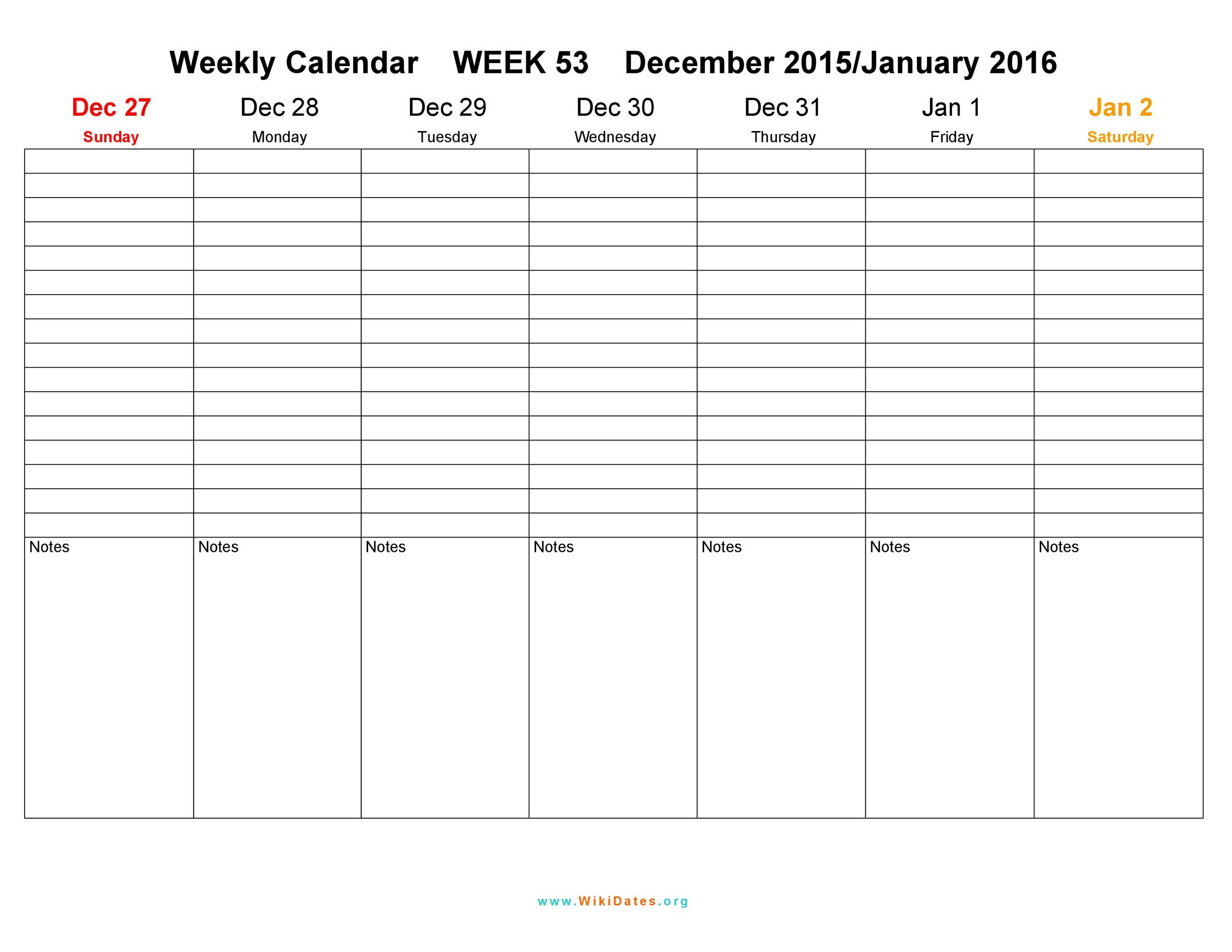 26 Blank Weekly Calendar Templates [Pdf, Excel, Word] ᐅ  Download Calendar Template