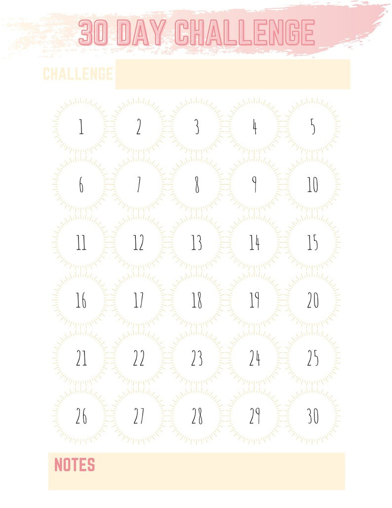 30 Day Fitness Or Weight Loss Challenge Tracker Digital | Etsy  Fitness Challenge Tracker