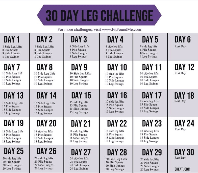 30 Day Squat Challenge Printable Image | Calendar Template  Printable 30 Day Exercise Challenges