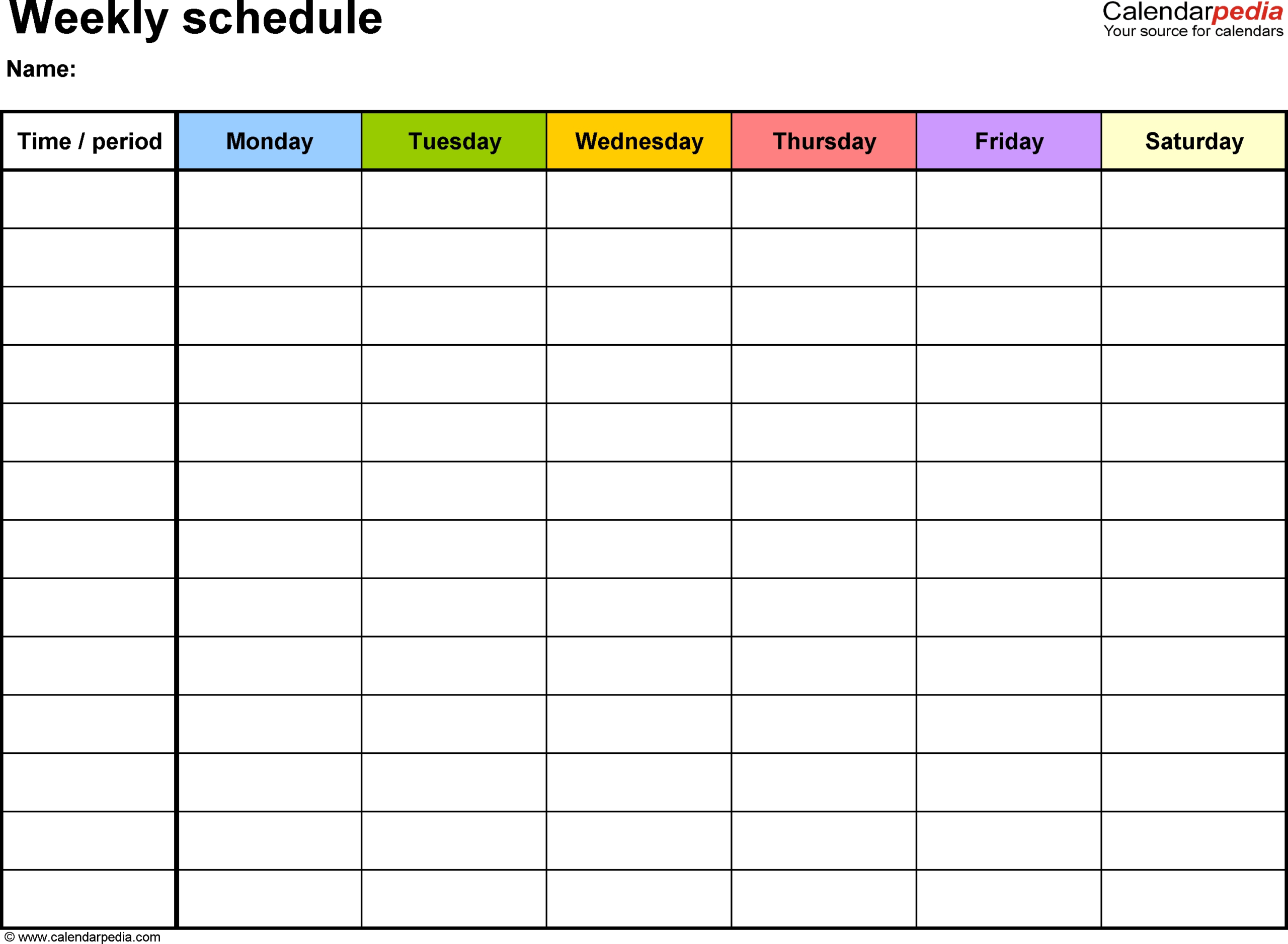 7 Day Week Calendar Template - Calendar Inspiration Design  7-Day Weekly Planner Template