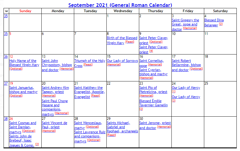 Lectionary Calendar 2021 - Template Calendar Design