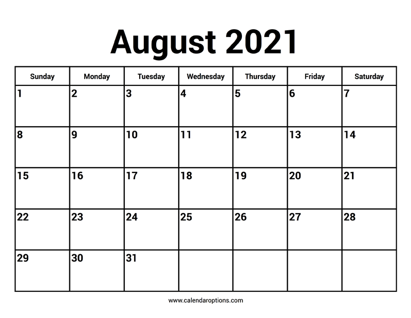 August 2021 Calendars - Calendar Options  12 Month Financial Year Calendar 18 To 19