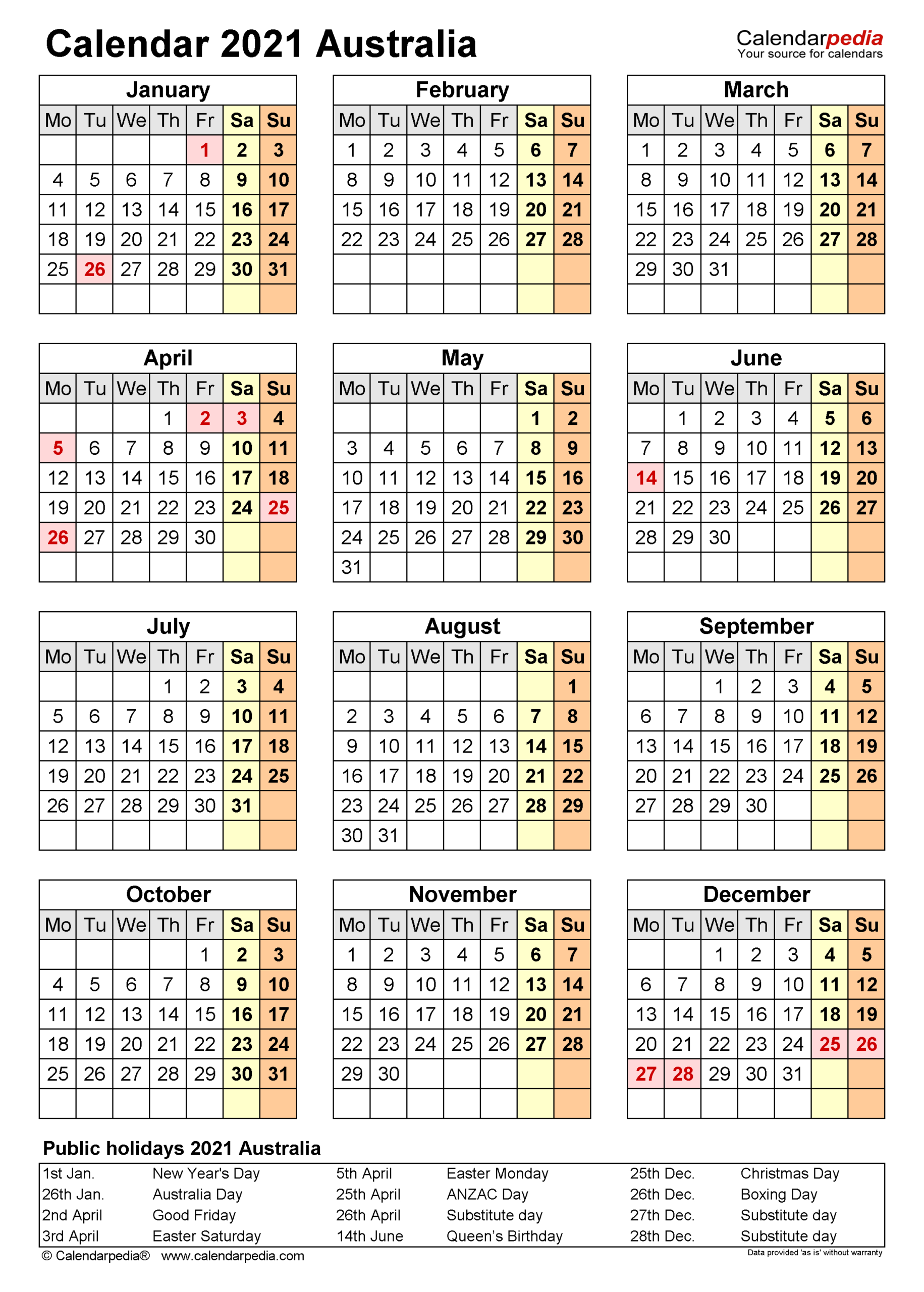 Australia Calendar 2021 - Free Printable Excel Templates  Financial Year Calendar 2021