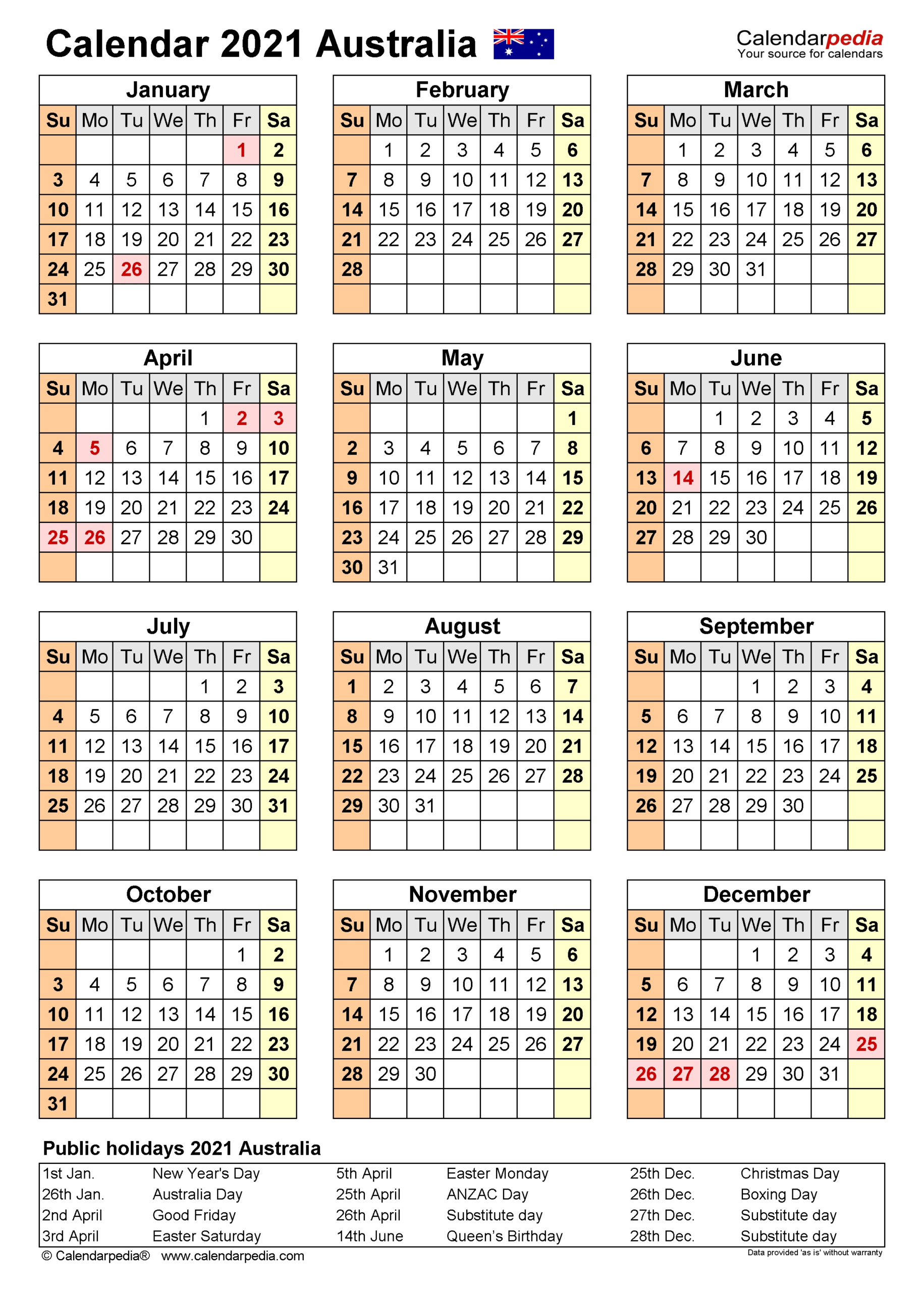 Financial Year In Australia - Template Calendar Design