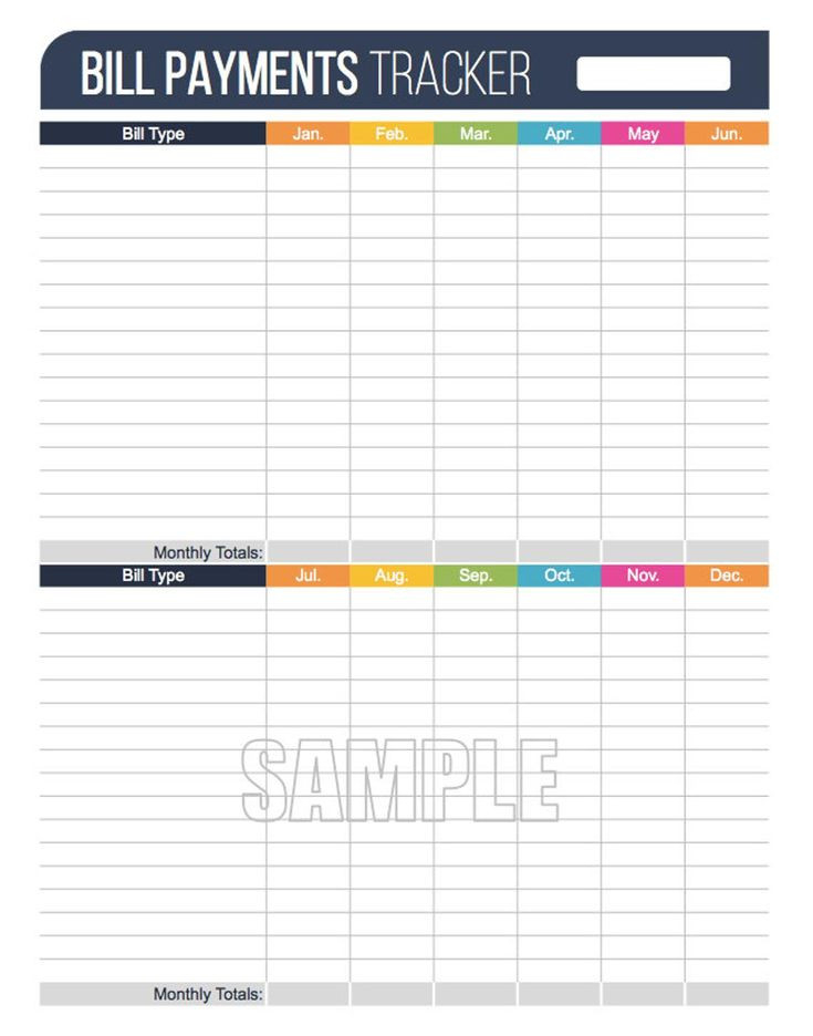Bill Payments Tracker Printable - Fillable - Personal  Fillable Bill Pay Worksheet