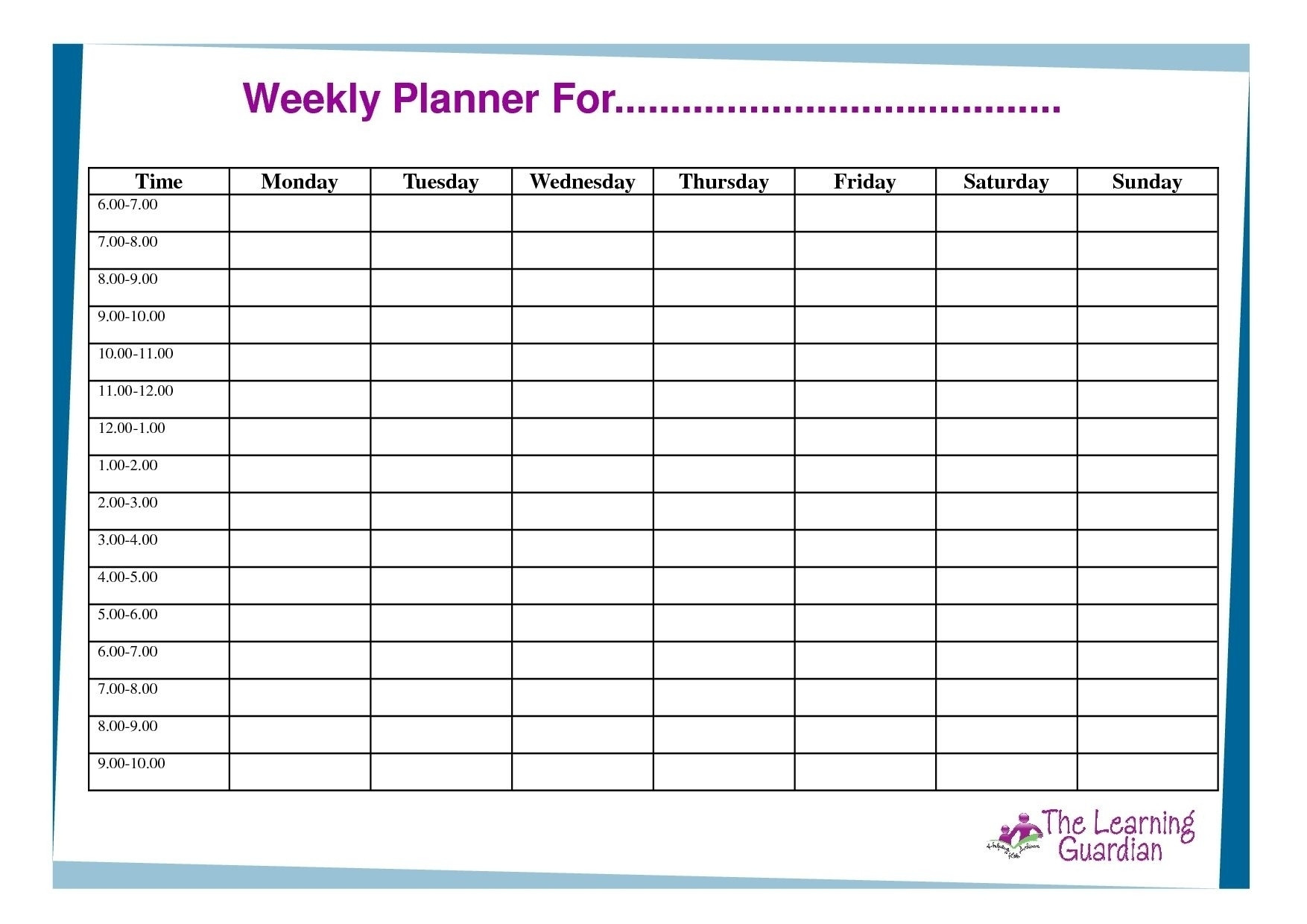 Blank 7 Day Calendar To Print | Free Calendar Template Example  7 Day Calendar Template Printable