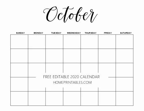 Blank Calendar 2020: Free Editable Template In Microsoft  Free Downloadable Editable Calendar