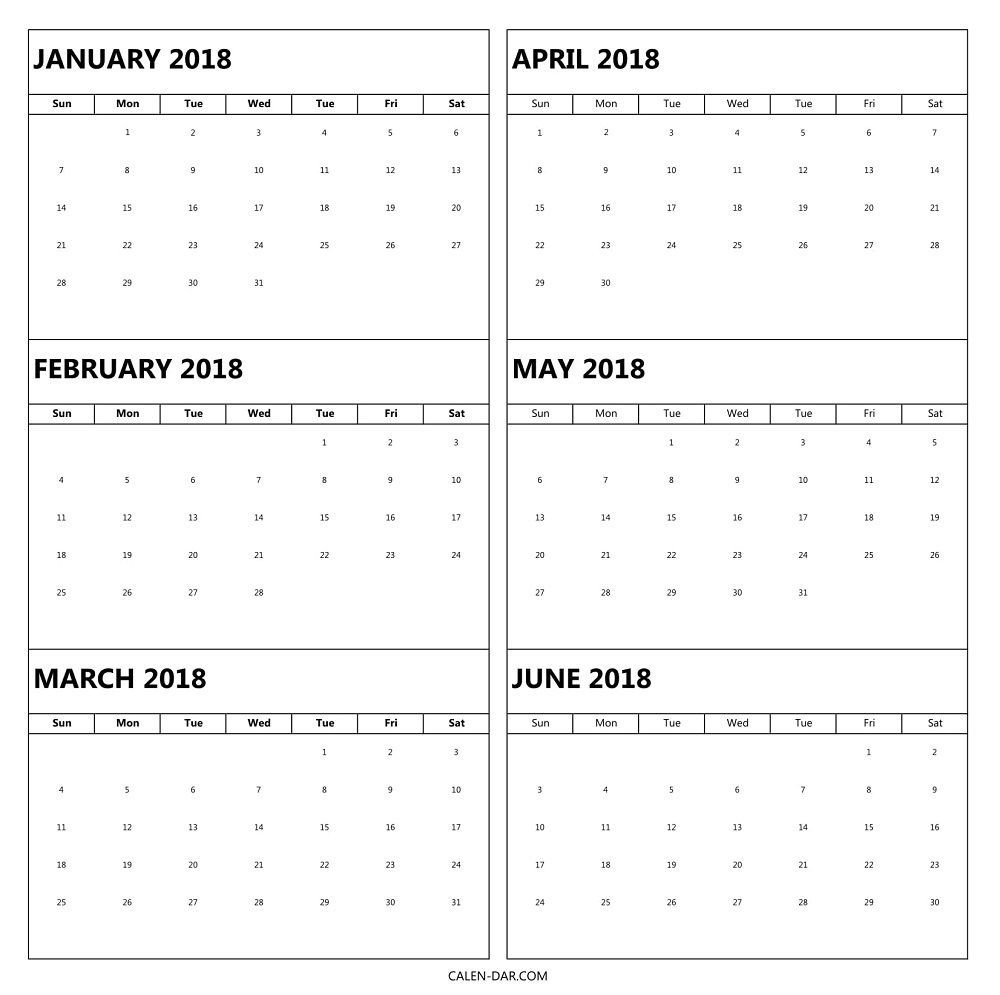 Blank Calendar 6 Months | Calendar Template Printable  6 Month Calendar