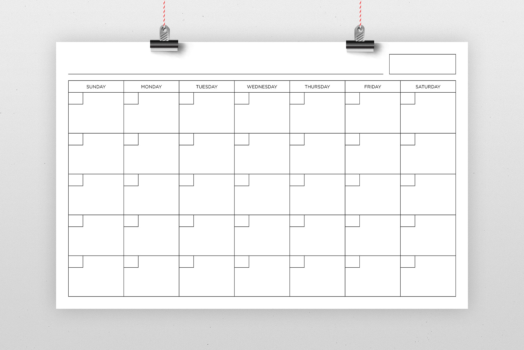 Blank Calendar Page Template Set  Free Full Page Monthly Calendar Printable