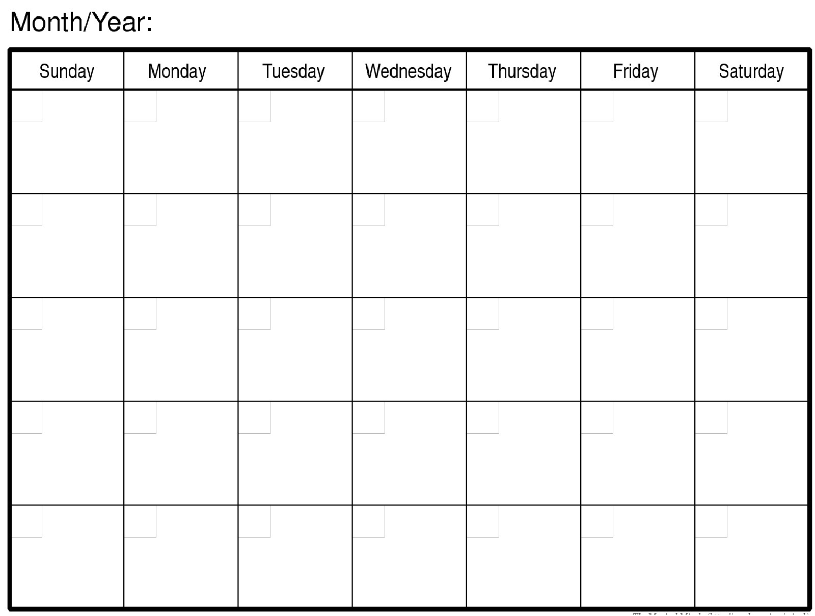 Blank Monthly Calendar Print Out :-Free Calendar Template  Free Printable Blank Monthly Calendar Templates