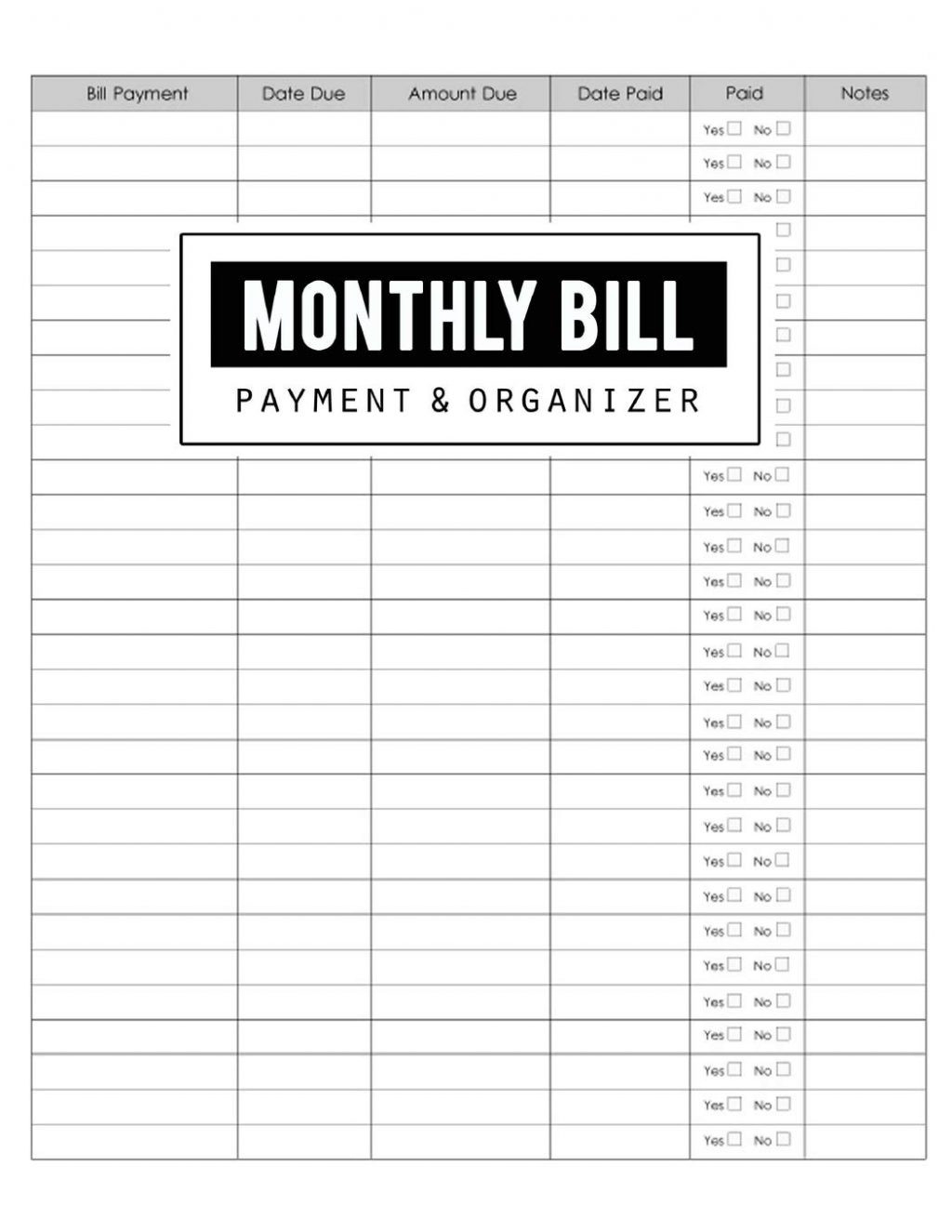 Blank Chart For Monthly Bills Calendar Template Printable Fillable Monthly Bill Payment 8645